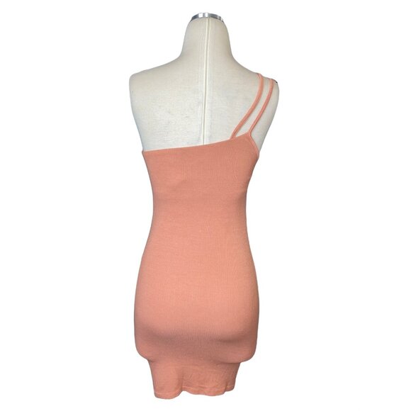 Enza Costa Silk Rib Asymmetrical Mini Dress in Peach Beige XSmall New Womens - Picture 7 of 13